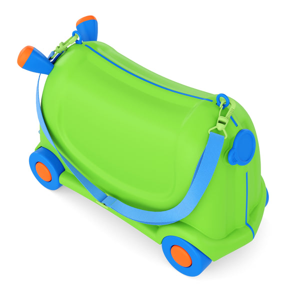 Kinderkoffer Hartschalenkoffer mit Sitzfläche grün