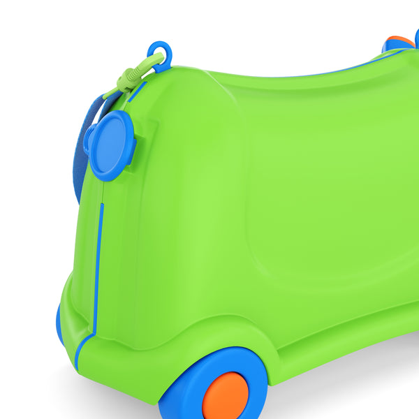 Kinderkoffer Hartschalenkoffer mit Sitzfläche grün
