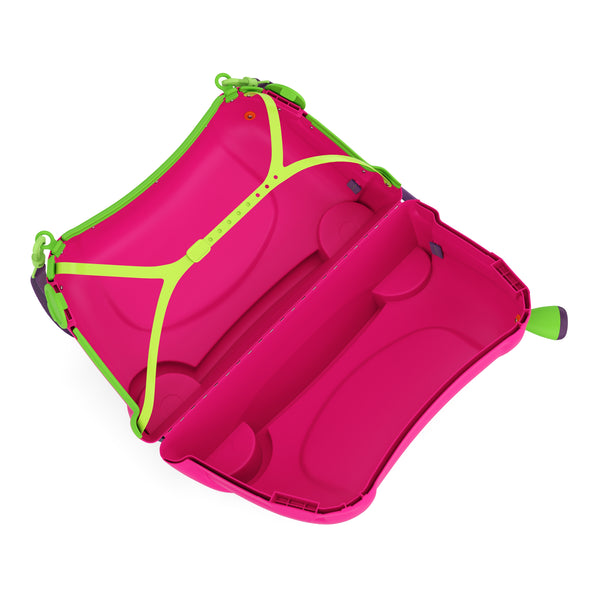 Kinderkoffer Hartschalenkoffer mit Sitzfläche pink
