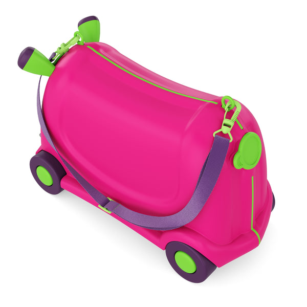 Kinderkoffer Hartschalenkoffer mit Sitzfläche pink