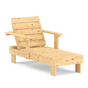 Kinderliegestuhl Holz mit Schirm weiss/blau