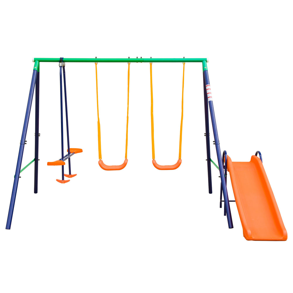 Altalena per bambini, altalena da giardino a 3 posti con scivolo