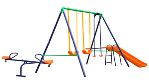 Garten-Kinderschaukel mit Rutschbahn + Wippe