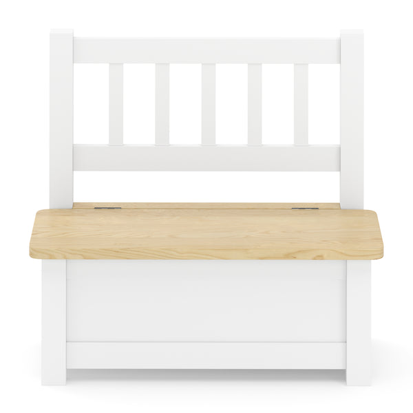 Kindersitzbank mit Stauraum Holz weiss/natur