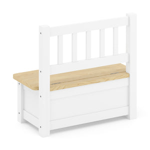 Kindersitzbank mit Stauraum Holz weiss/natur