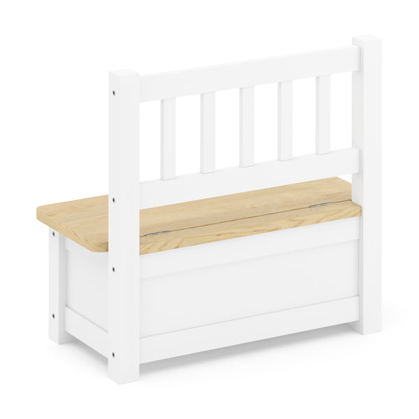 Kindersitzbank mit Stauraum Holz weiss/natur