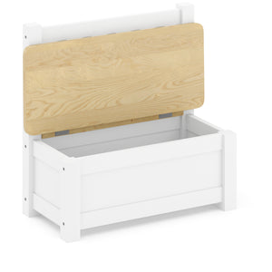Kindersitzbank mit Stauraum Holz weiss/natur