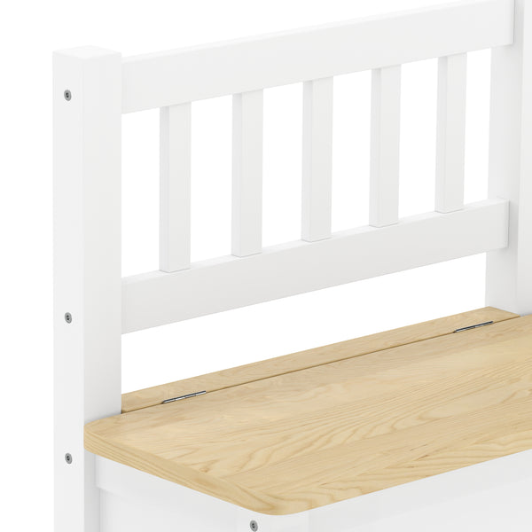 Kindersitzbank mit Stauraum Holz weiss/natur