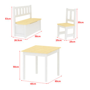 Kindertischset Lousame Kiefernholz Natur Weiss
