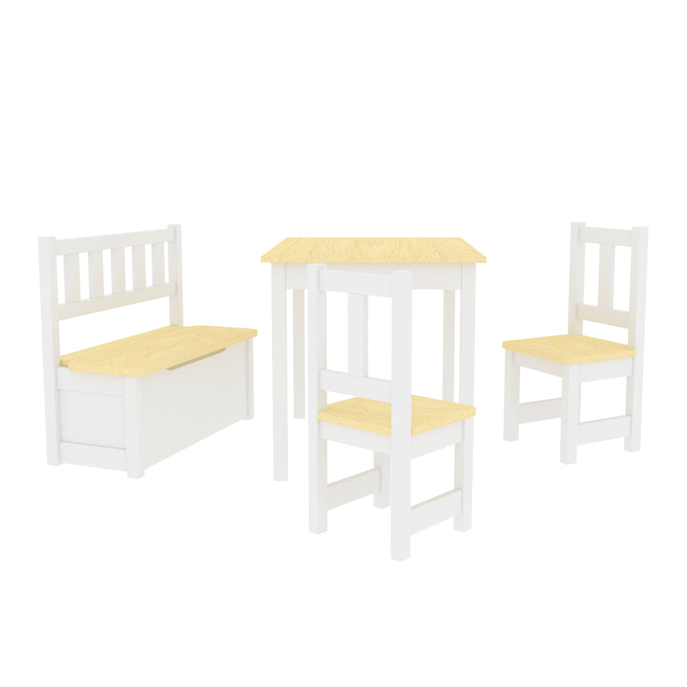 Children's table set Lousame pine wood natural white