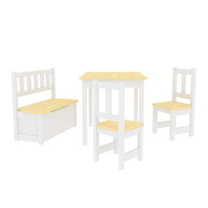 Kindertischset Lousame Kiefernholz Natur Weiss