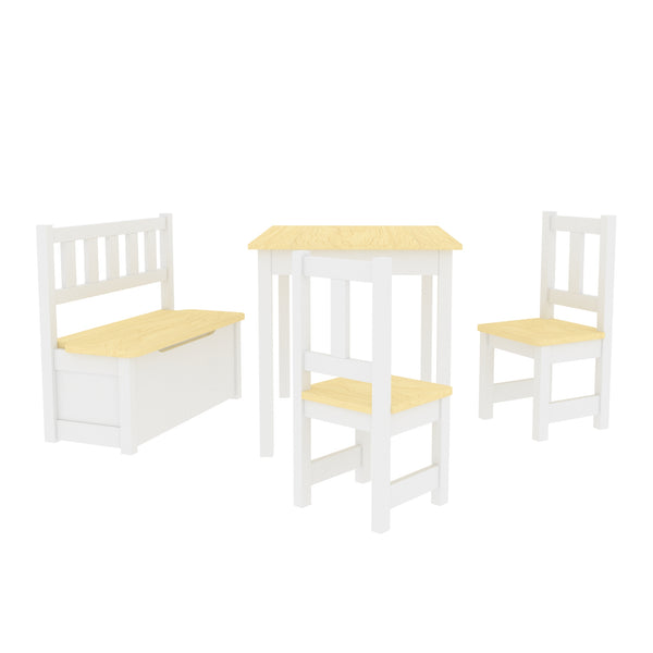 Kindertischset Lousame Kiefernholz Natur Weiss