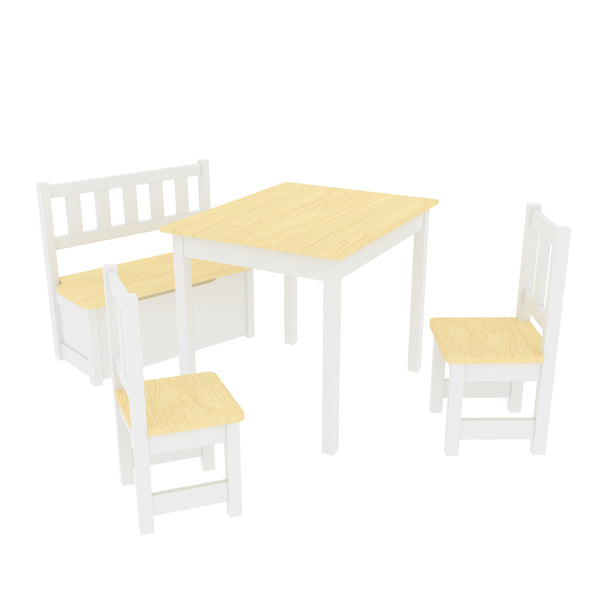 Kindertischset Lousame Kiefernholz Natur Weiss