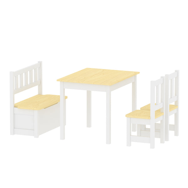 Kindertischset Lousame Kiefernholz Natur Weiss