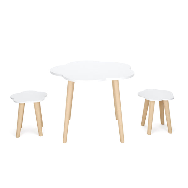 Kindertisch mit 2 Hocker DREAMYCLOUD weiss/natur
