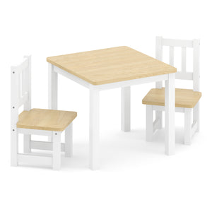 Kindertisch mit 2 Stühlen Holz weiss/natur