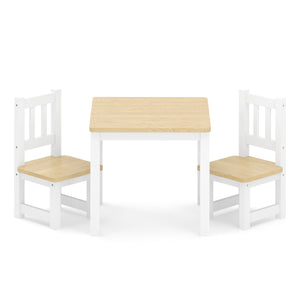 Kindertisch mit 2 Stühlen Holz weiss/natur