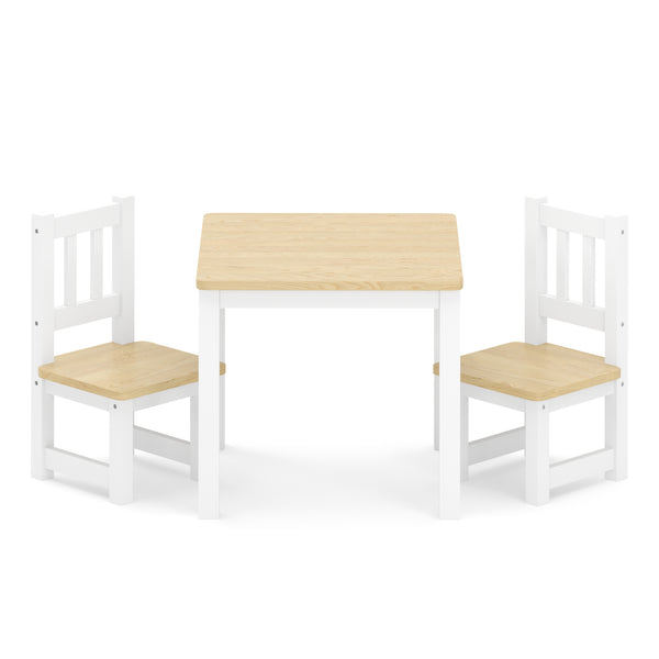 Kindertisch mit 2 Stühlen Holz weiss/natur