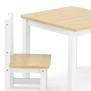 Kindertisch mit 2 Stühlen Holz weiss/natur