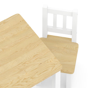 Kindertisch mit 2 Stühlen Holz weiss/natur