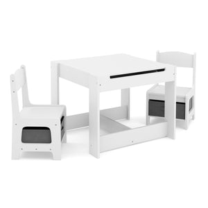 Kindertisch mit 2 Stühlen und Stauraum weiss