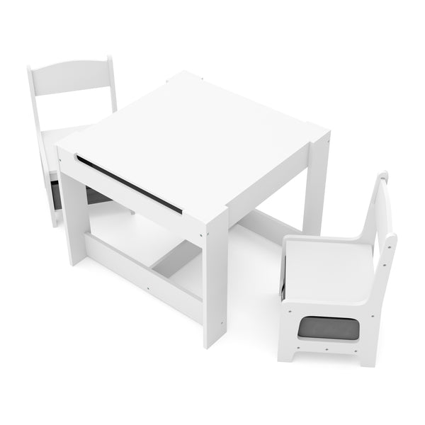 Kindertisch mit 2 Stühlen und Stauraum weiss