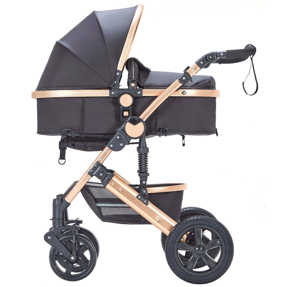 Poussette COZY 2 en 1, noir/or 