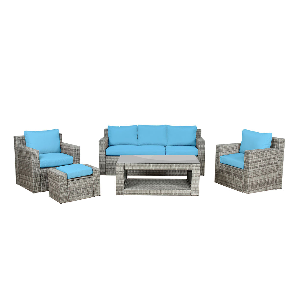 Housses de coussins en rotin, canapé turquoise de Manille
