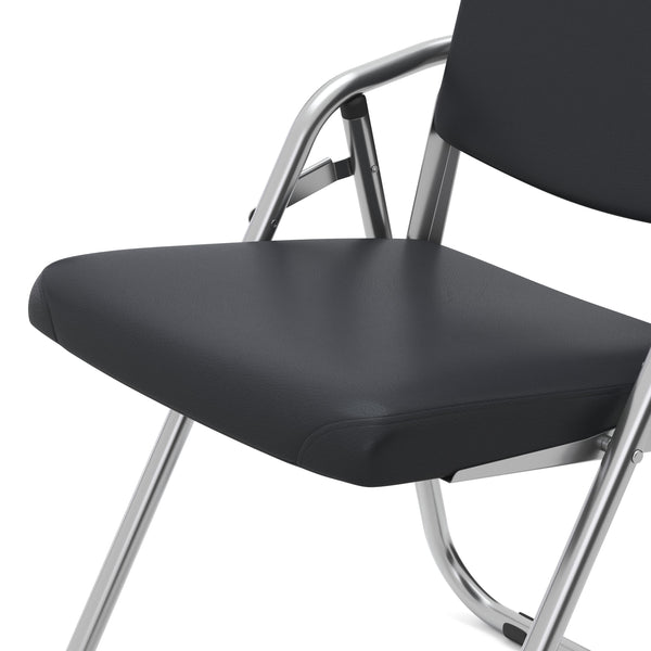 Folding chair leather MOZART set of 4 black