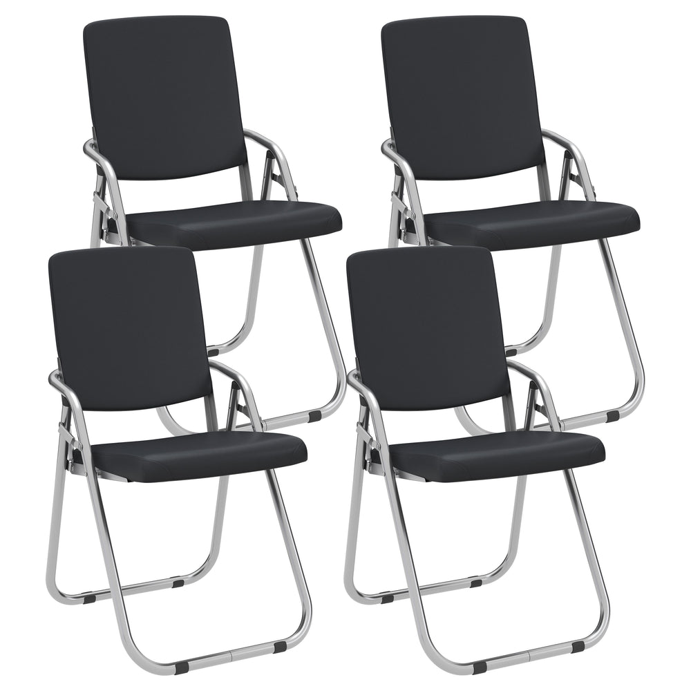 Folding chair leather MOZART set of 4 black