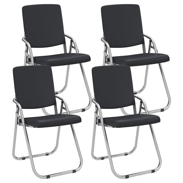 Folding chair leather MOZART set of 4 black