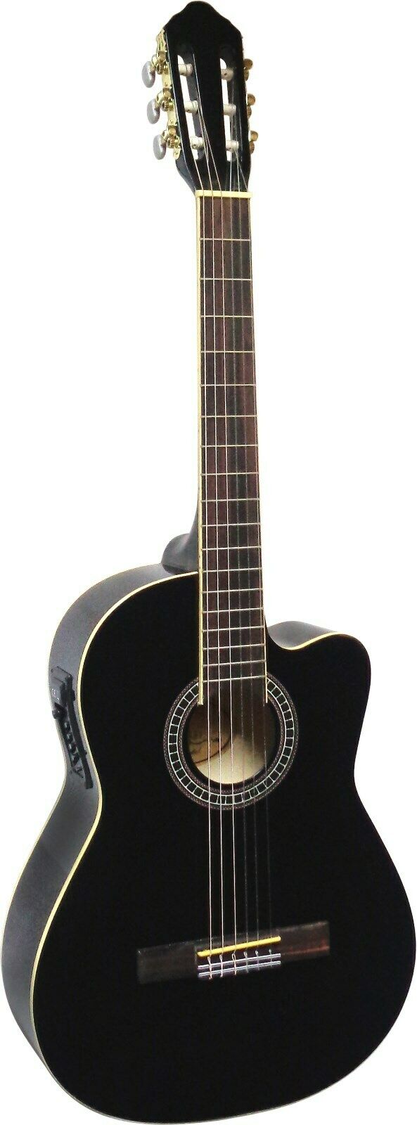Chitarra classica con pickup, equalizzatore a 4 bande - Cutaway, nera