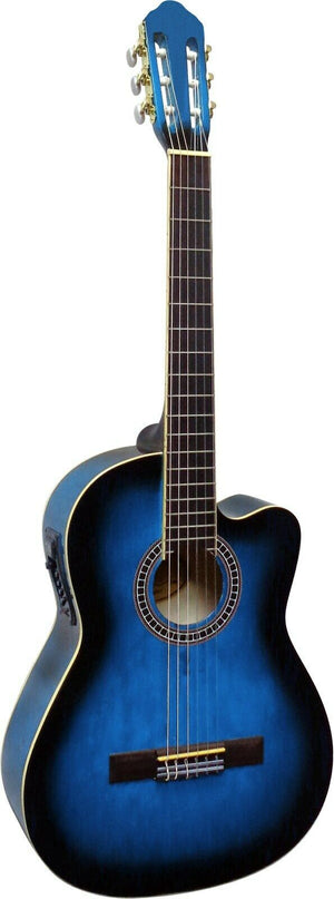 Klassische Gitarre mit Tonabnehmer 4 Band EQ - Cutaway Blau schattiert