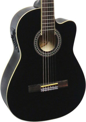 Klassische Gitarre mit Tonabnehmer 4 Band EQ - Cutaway Schwarz