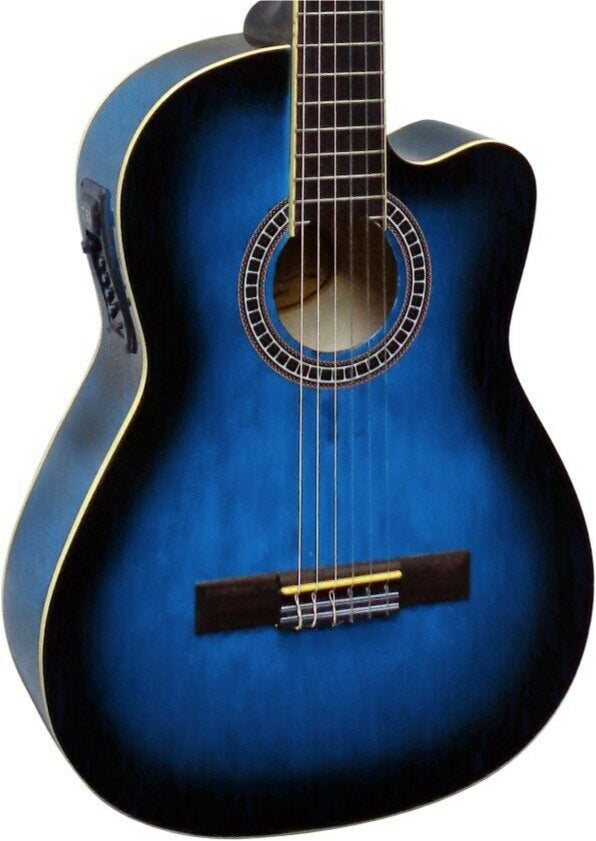 Klassische Gitarre mit Tonabnehmer 4 Band EQ - Cutaway Blau schattiert