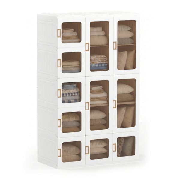 Kleiderschrank modular faltbar 104 x 168 cm weiss