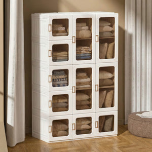 Kleiderschrank modular faltbar 104 x 168 cm weiss