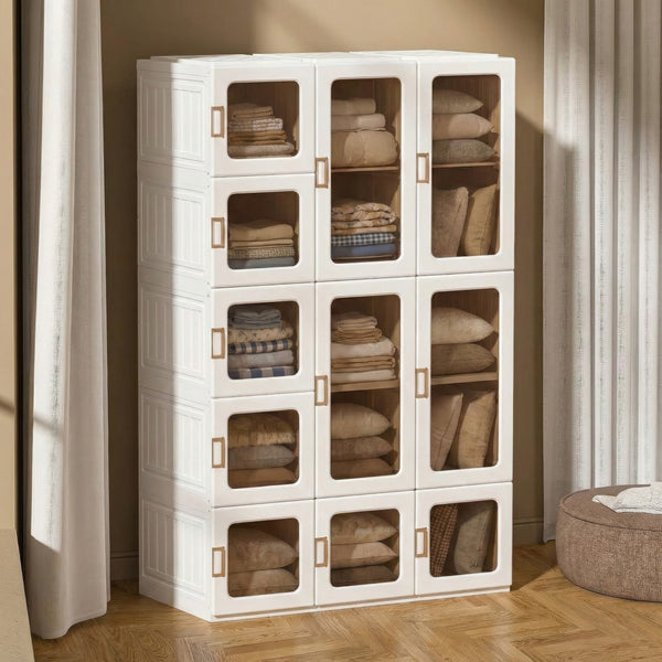 Kleiderschrank modular faltbar 104 x 168 cm weiss