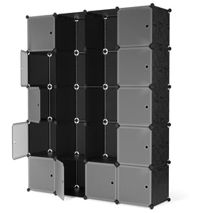 Kleiderschrank Steckregal schwarz / transparent 20 Boxen
