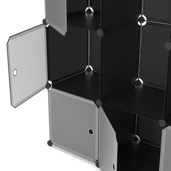 Kleiderschrank Steckregal schwarz / transparent 20 Boxen