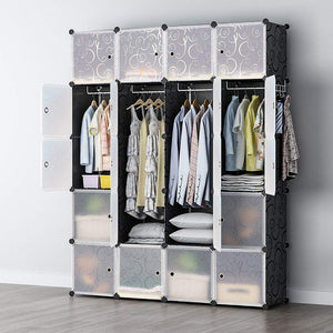 Kleiderschrank Steckregal schwarz / weiss 20 Boxen