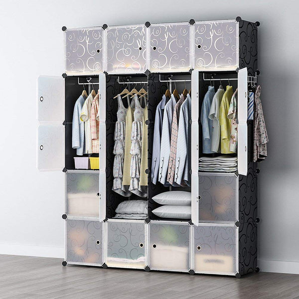 Kleiderschrank Steckregal schwarz / weiss 20 Boxen