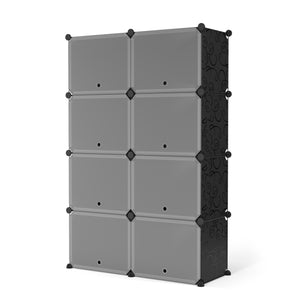 Meuble à chaussures, étagère modulaire, noir/blanc, 8 boîtes