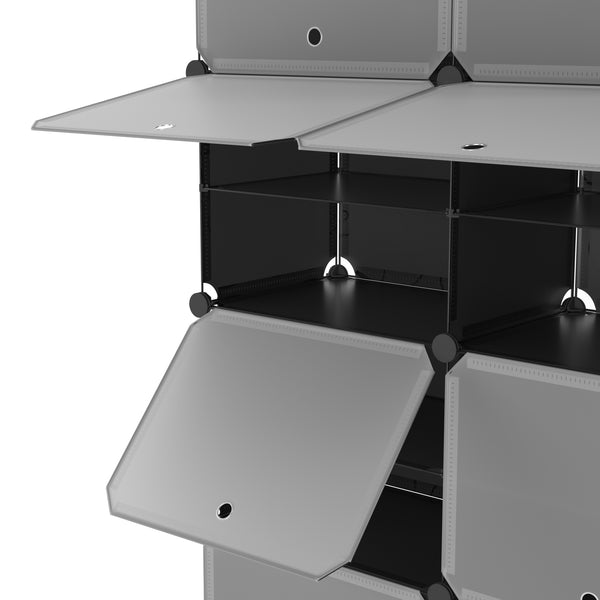 Meuble à chaussures, étagère modulaire, noir/blanc, 8 boîtes