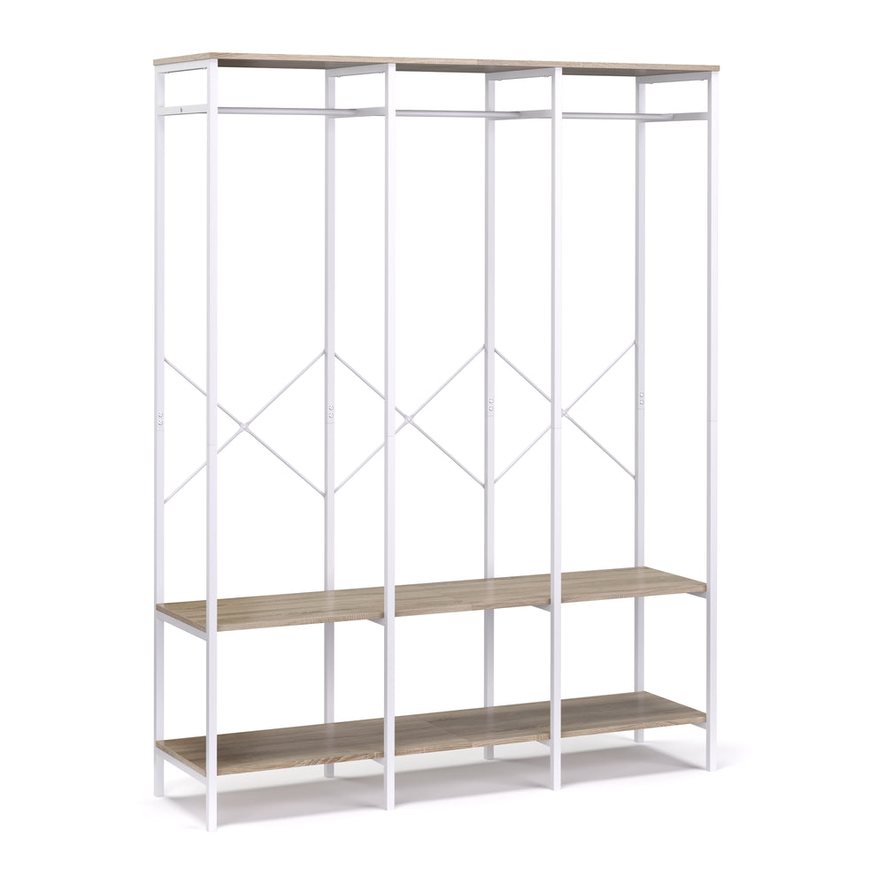 Kleiderständer Garderobe 141 x 180 cm weiss/braun