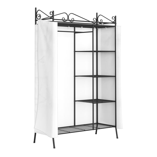 Armadio con rivestimento in tessuto 105 x 172 cm nero/bianco