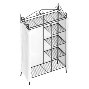Armadio con rivestimento in tessuto 105 x 172 cm nero/bianco