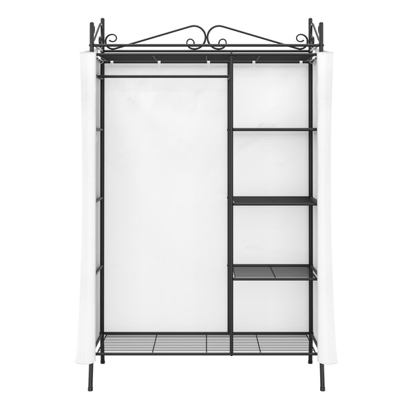 Armadio con rivestimento in tessuto 105 x 172 cm nero/bianco