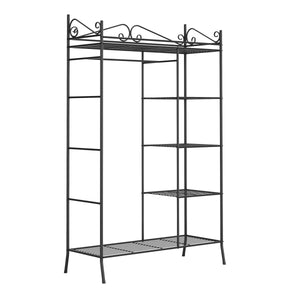 Armadio con rivestimento in tessuto 105 x 172 cm nero/bianco