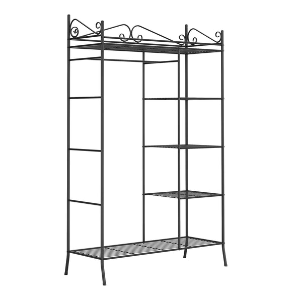 Armadio con rivestimento in tessuto 105 x 172 cm nero/bianco